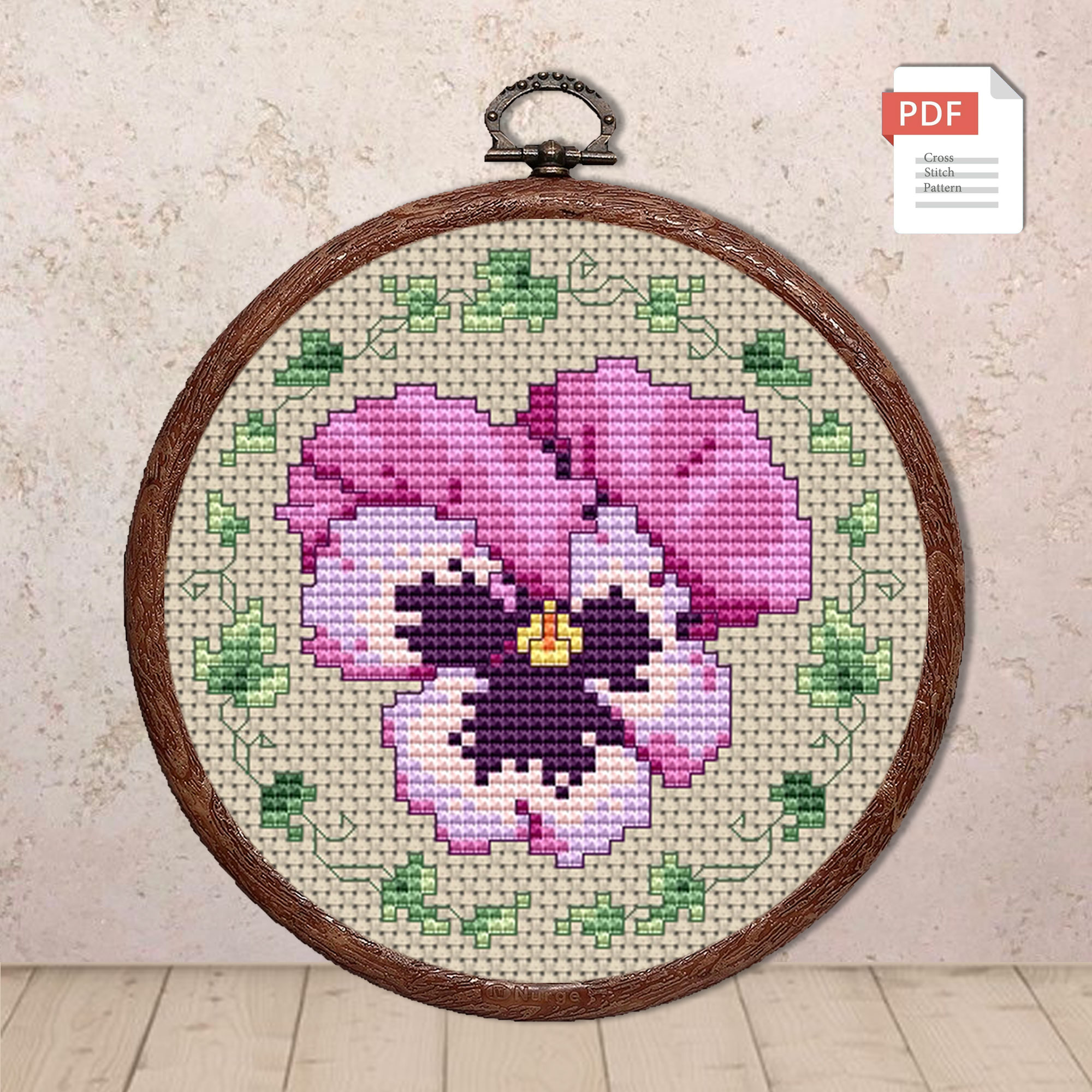 Set of Vintage Pansy Cross Stitch Patterns #fl.163 - Image 4