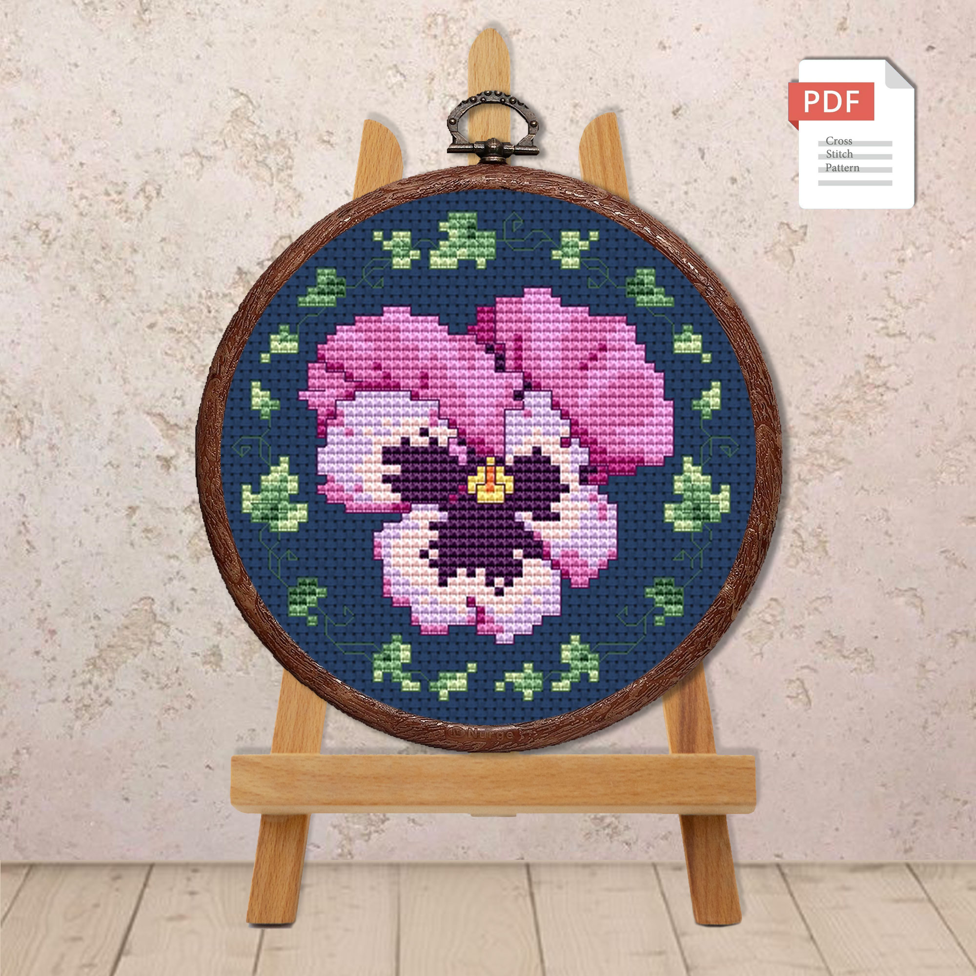 Set of Vintage Pansy Cross Stitch Patterns #fl.163 - Image 7