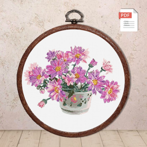 Chrysanthemums Cross Stitch Pattern #fl.175