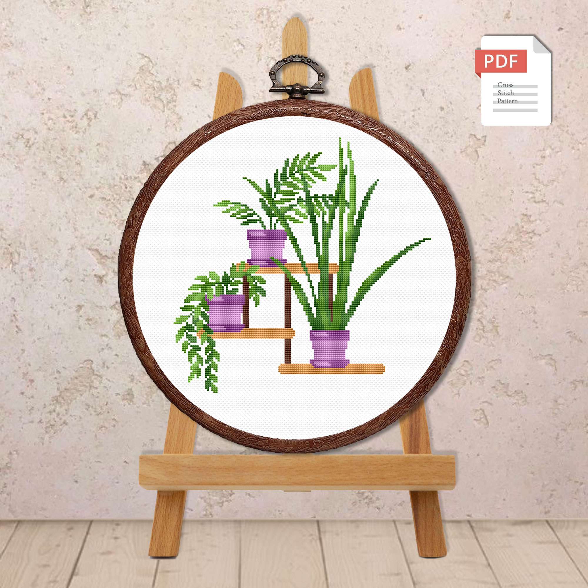 Potted Flowers Cross Stitch Pattern #flw017 - Image 2