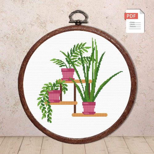 Potted Flowers Cross Stitch Pattern #flw021