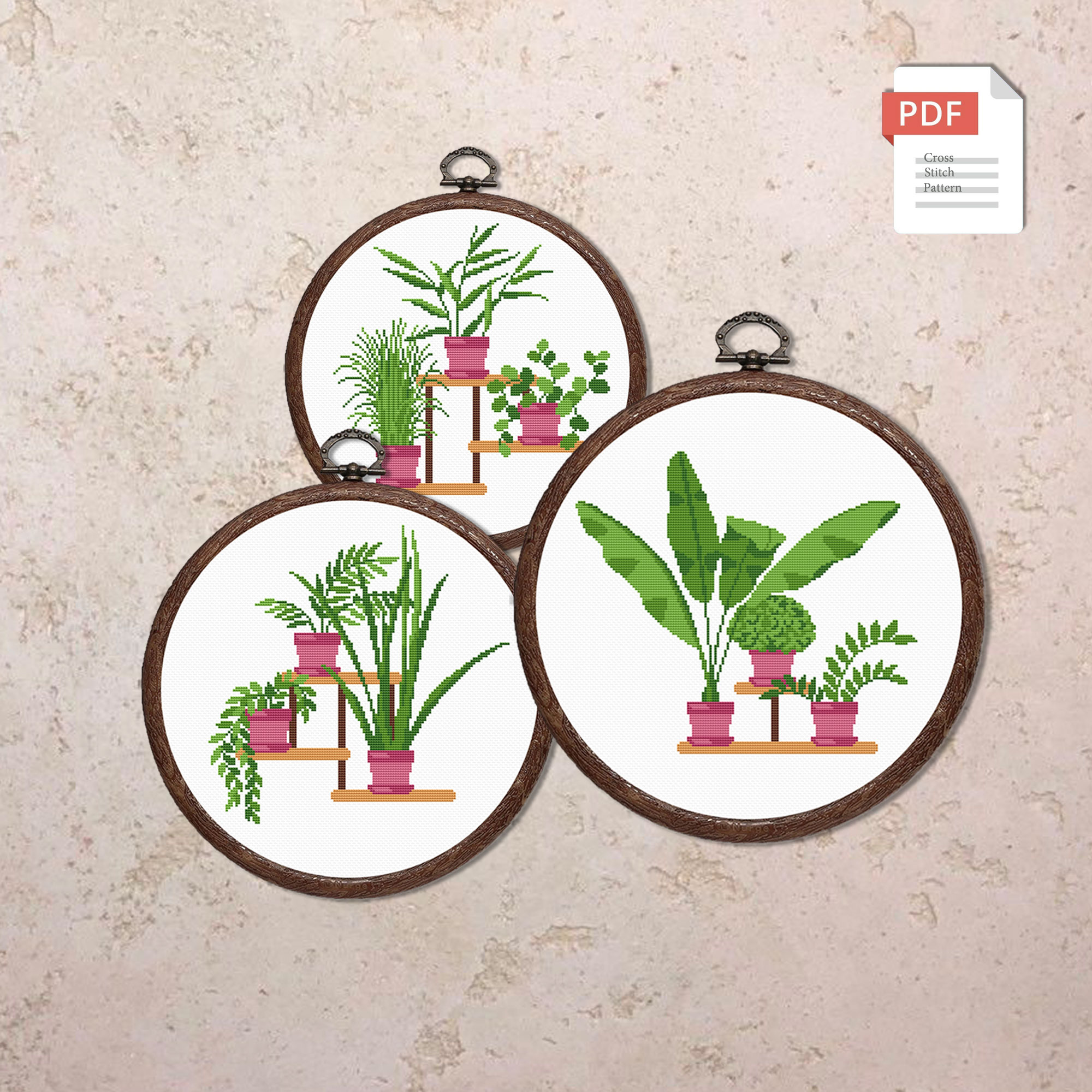 Potted Flowers Cross Stitch Pattern #flw021 - Image 3