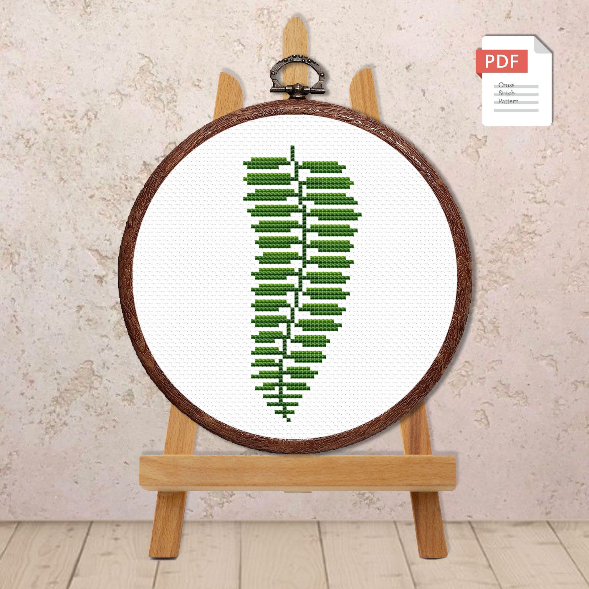 Set of 3 Leaf Cross Stitch Pattern #flw024 - Image 4