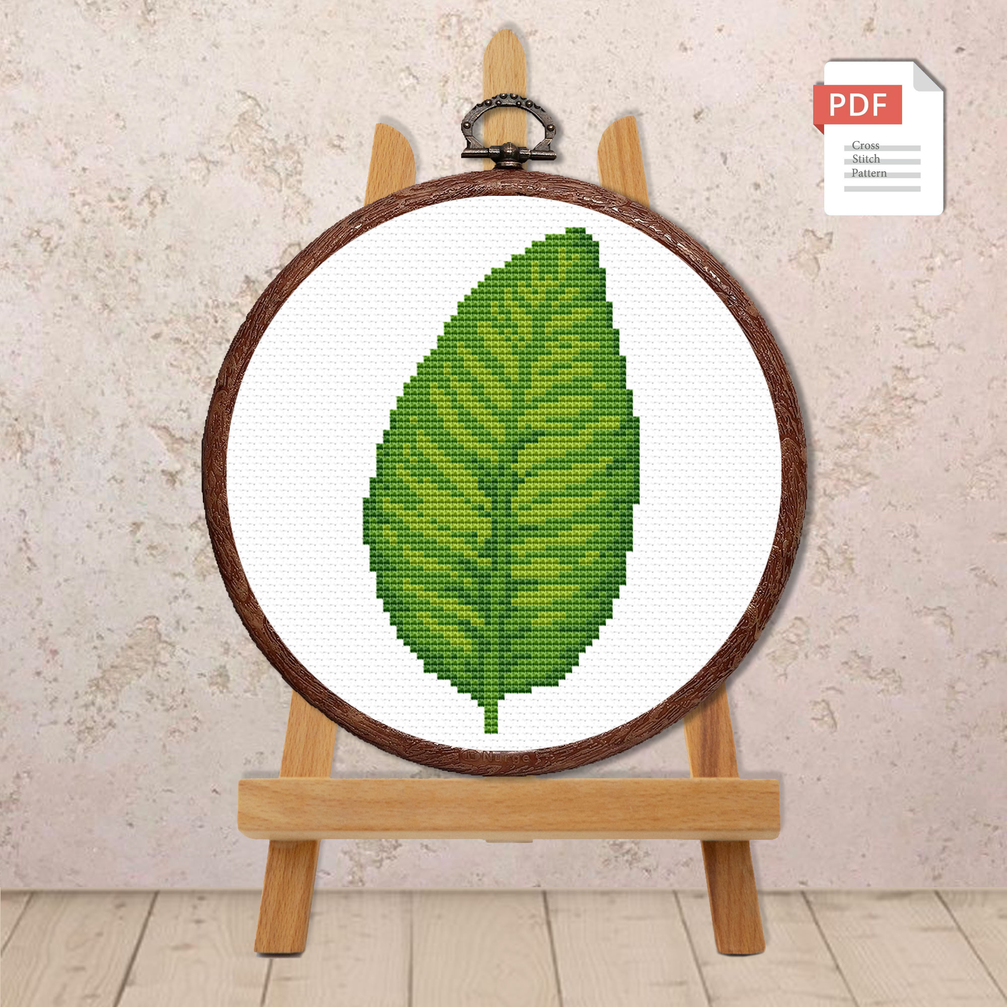 Set of 3 Leaf Cross Stitch Pattern #flw024 - Image 3