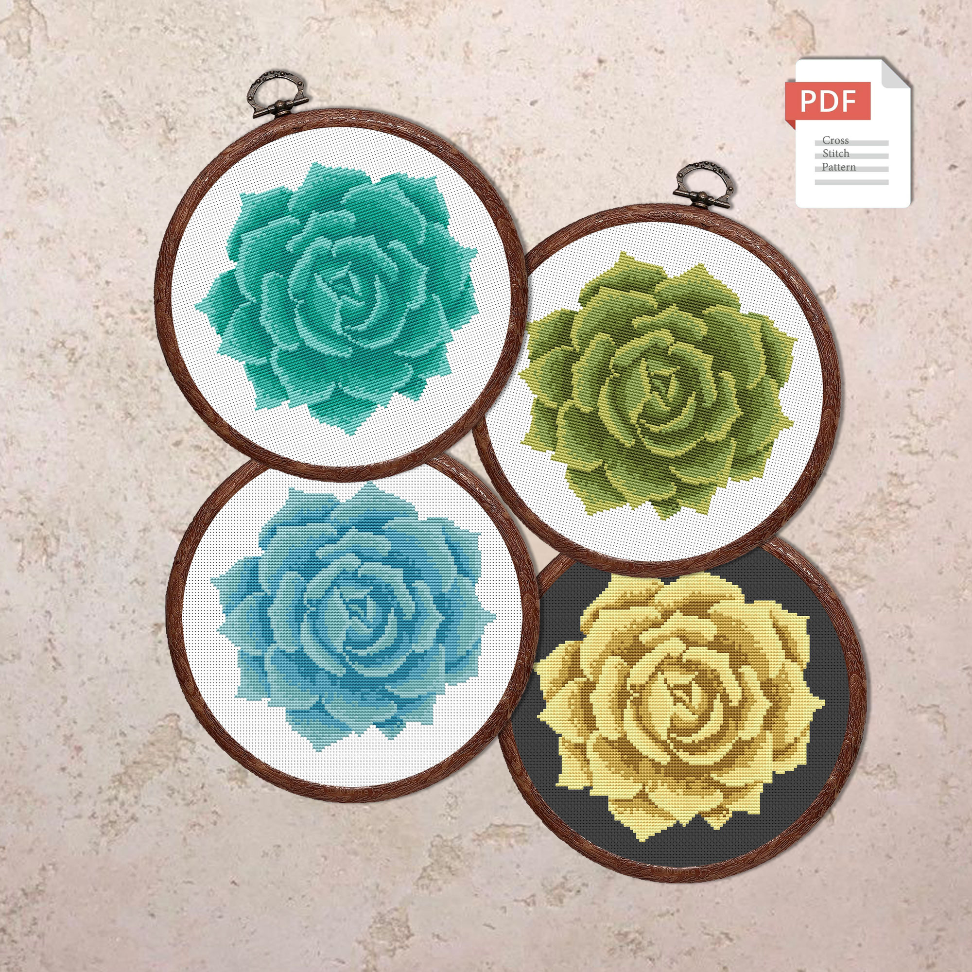 Succulent Cross Stitch Pattern #flw013 - Image 3