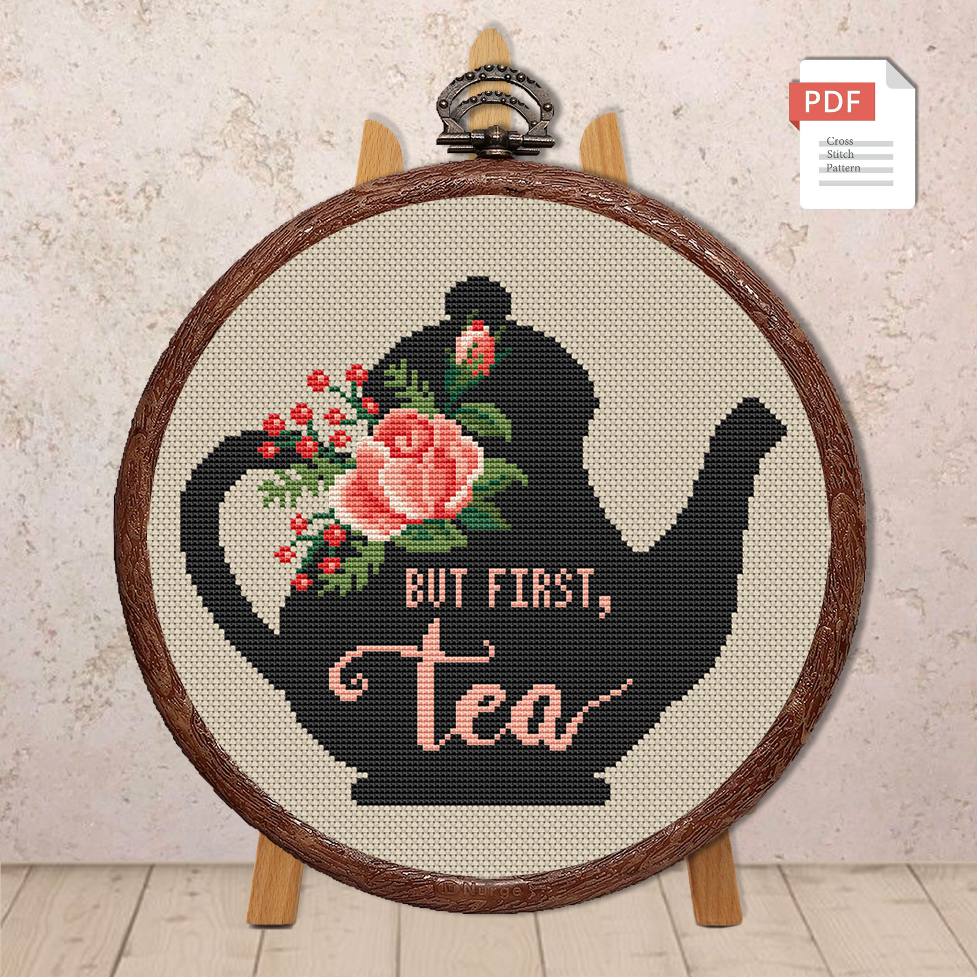But First Tea Cross Stitch Pattern #kt002