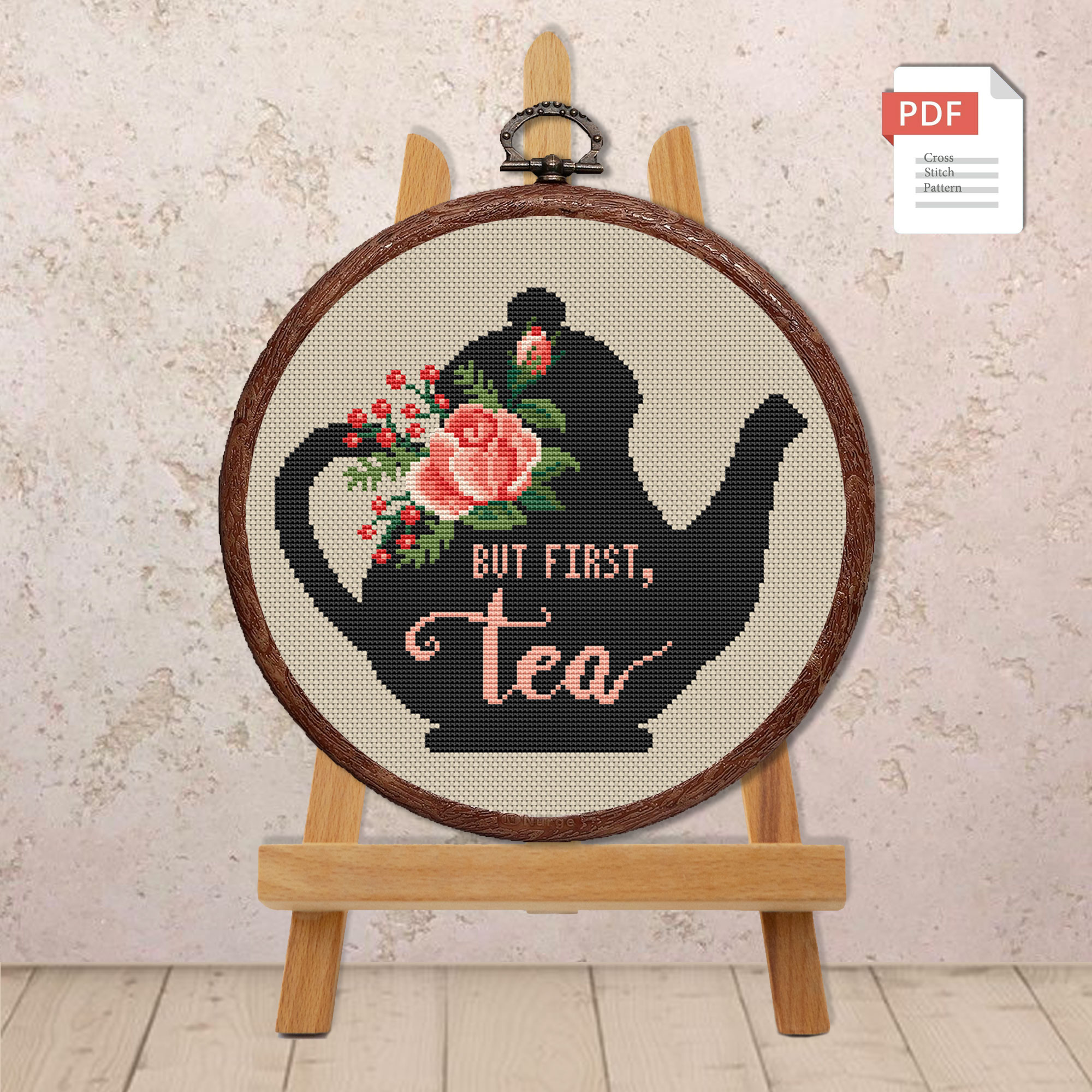 But First Tea Cross Stitch Pattern #kt002 - Image 4