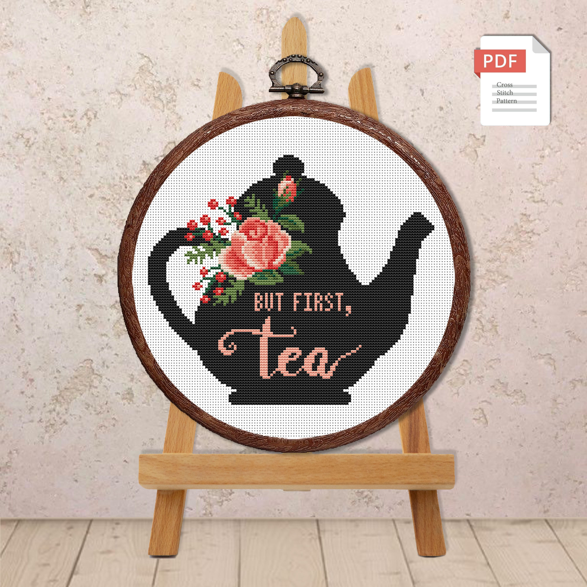 But First Tea Cross Stitch Pattern #kt002 - Image 3