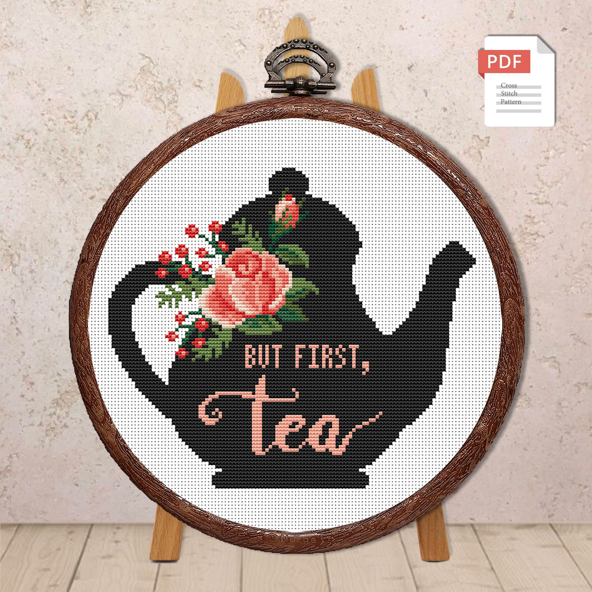 But First Tea Cross Stitch Pattern #kt002 - Image 2
