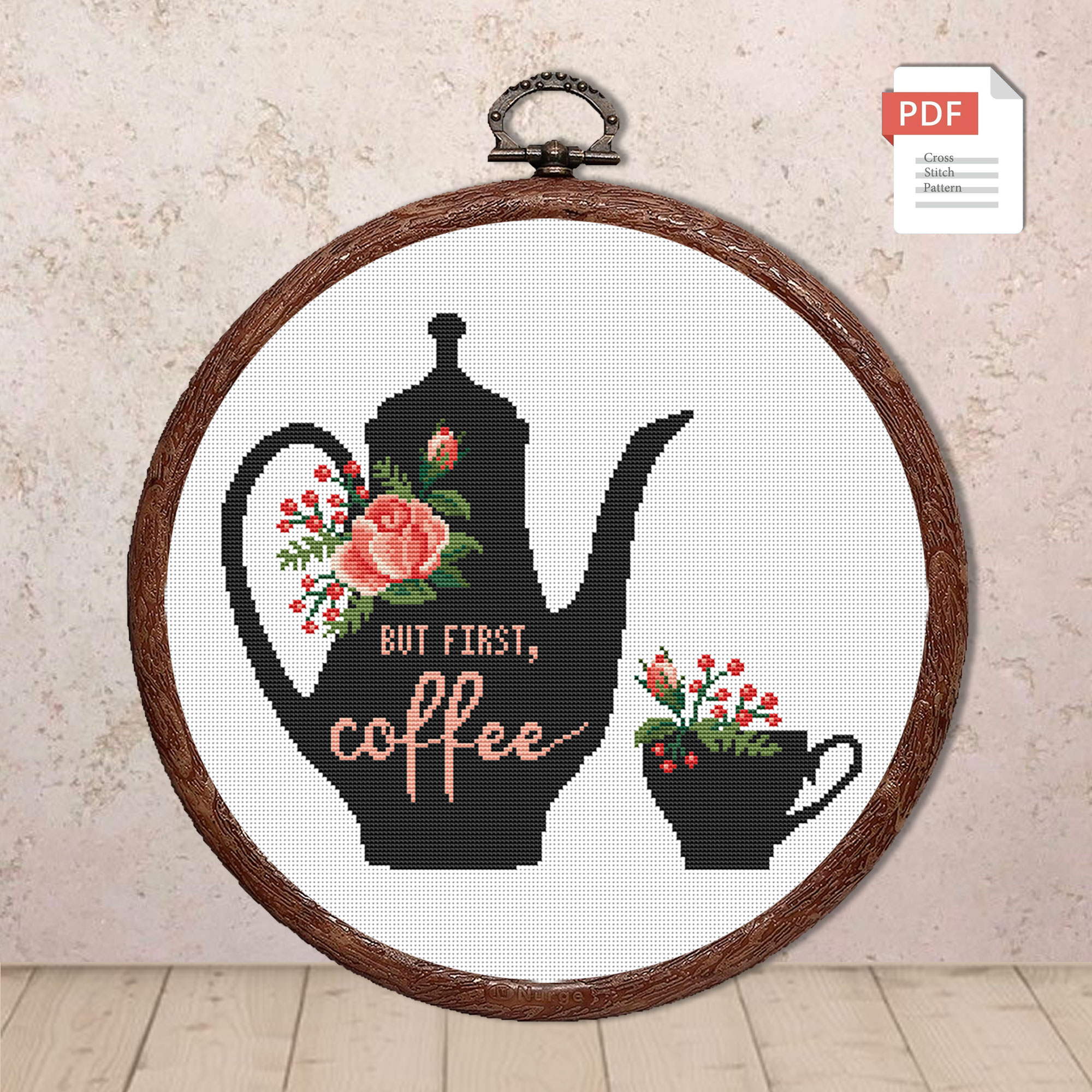 But First Coffee Cross Stitch Pattern #kt003