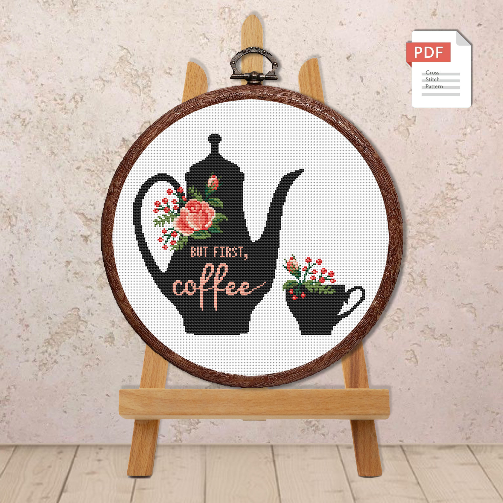 But First Coffee Cross Stitch Pattern #kt003 - Image 2
