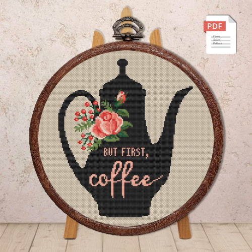 But First Coffee Cross Stitch Pattern #kt004