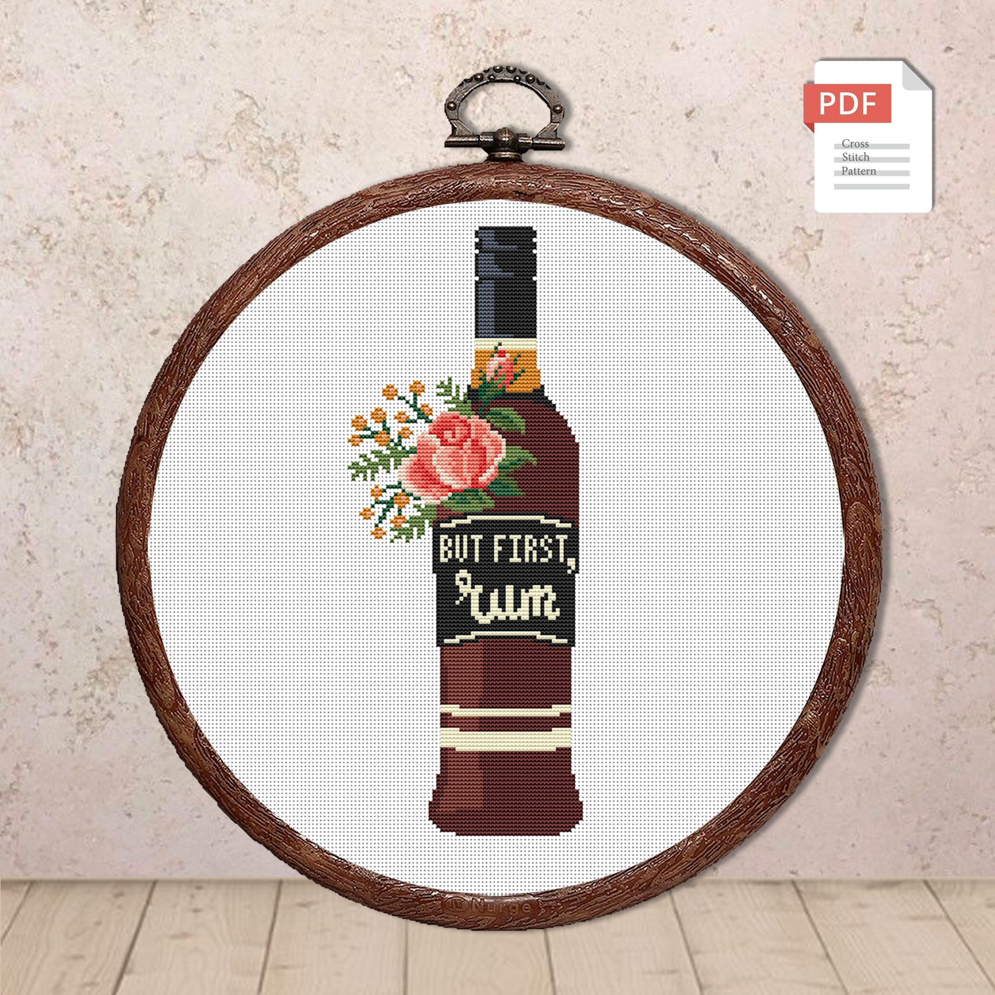 Set of 2 But First Rum Cross Stitch Pattern #kt011 - Image 2