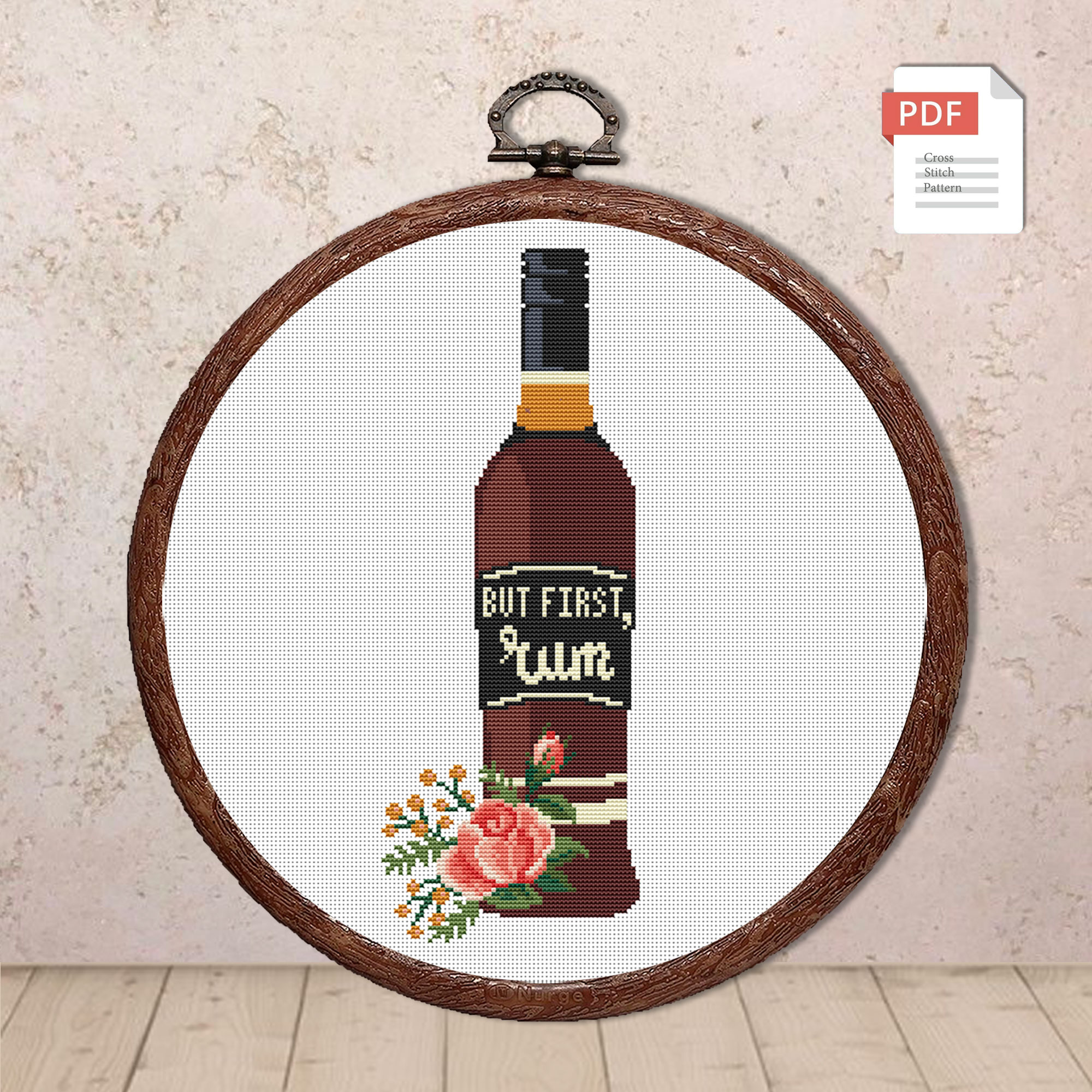 Set of 2 But First Rum Cross Stitch Pattern #kt011