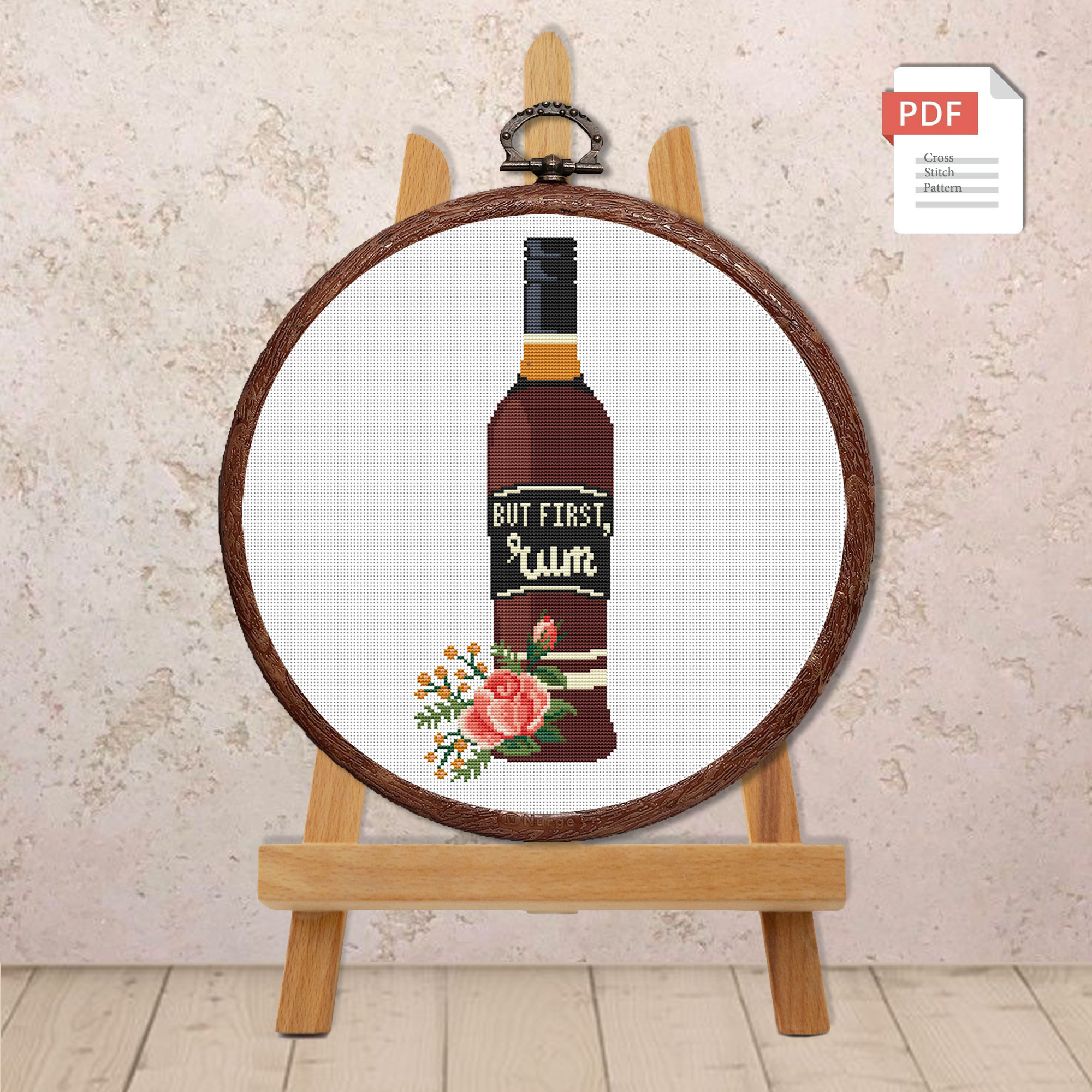 Set of 2 But First Rum Cross Stitch Pattern #kt011 - Image 4