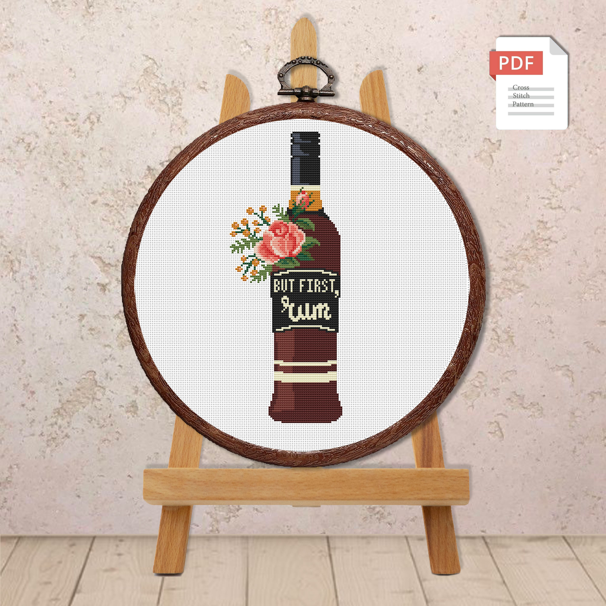 Set of 2 But First Rum Cross Stitch Pattern #kt011 - Image 3