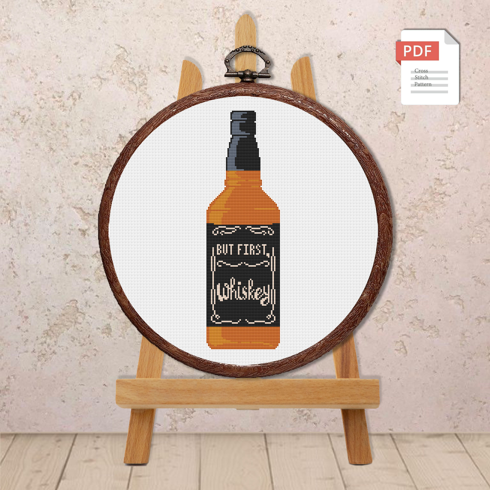 Set of 2 But First Whisky Cross Stitch Pattern #kt012 - Image 4