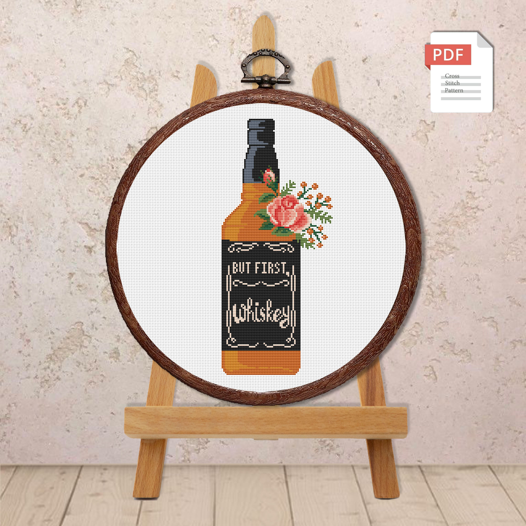 Set of 2 But First Whisky Cross Stitch Pattern #kt012 - Image 3