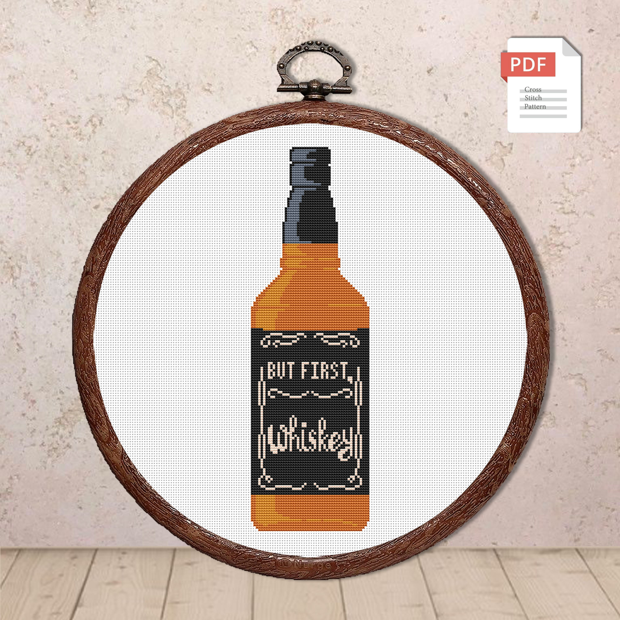 Set of 2 But First Whisky Cross Stitch Pattern #kt012 - Image 2