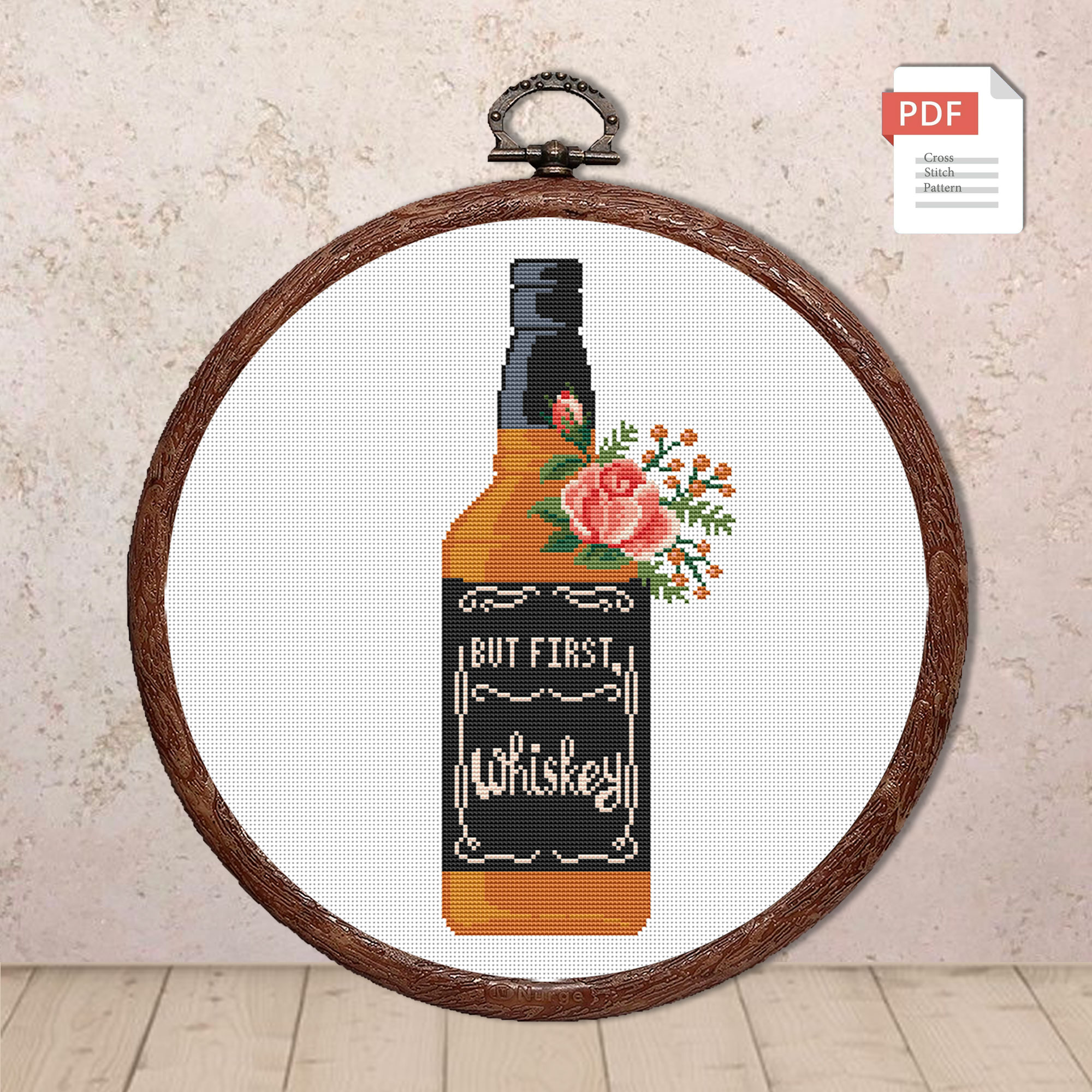 Set of 2 But First Whisky Cross Stitch Pattern #kt012
