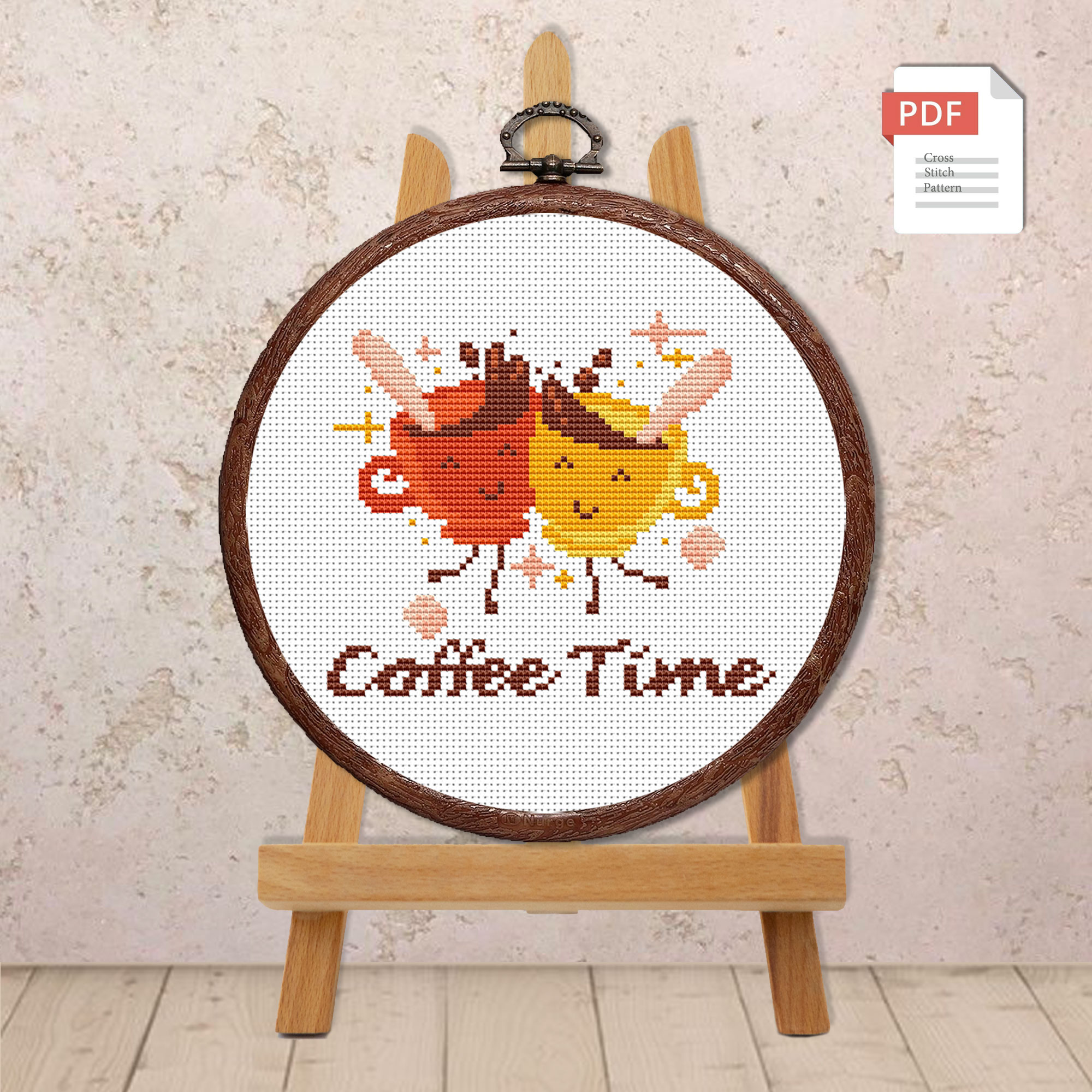 Coffee Time Cross Stitch Pattern #kt015 - Image 2