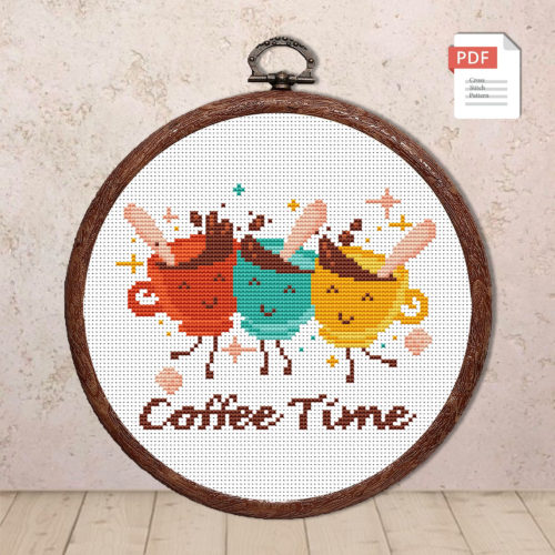 Coffee Time Cross Stitch Pattern #kt032