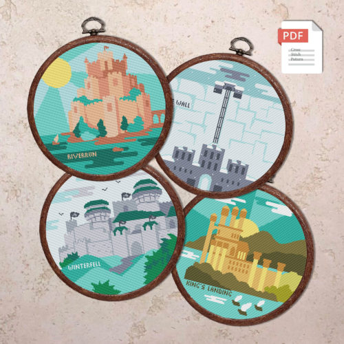 Set of 4 Game of Thrones Cross Stitch Pattern #mv026