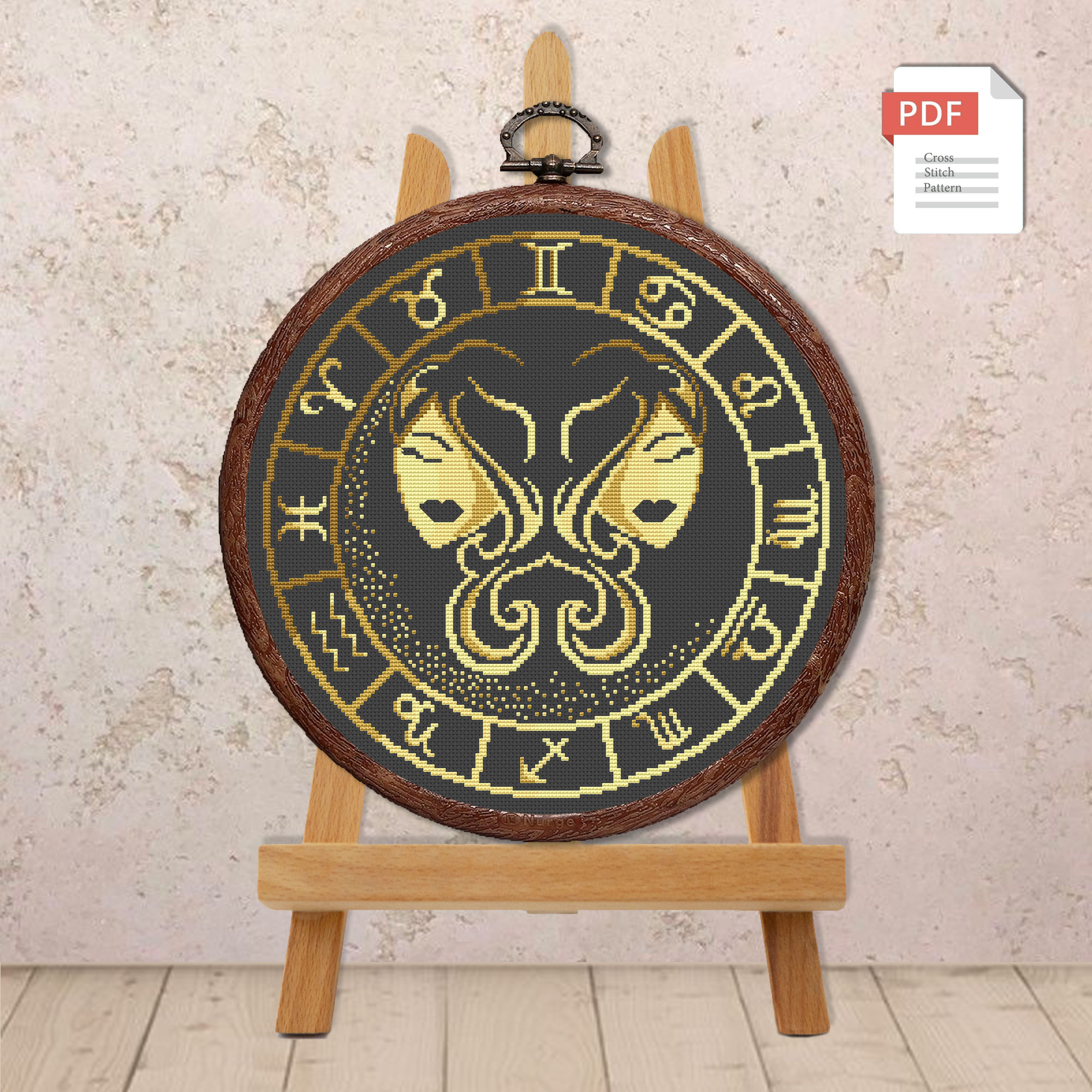 Set of 12 Zodiac Cross Stitch Pattern #zdc013 - Image 4