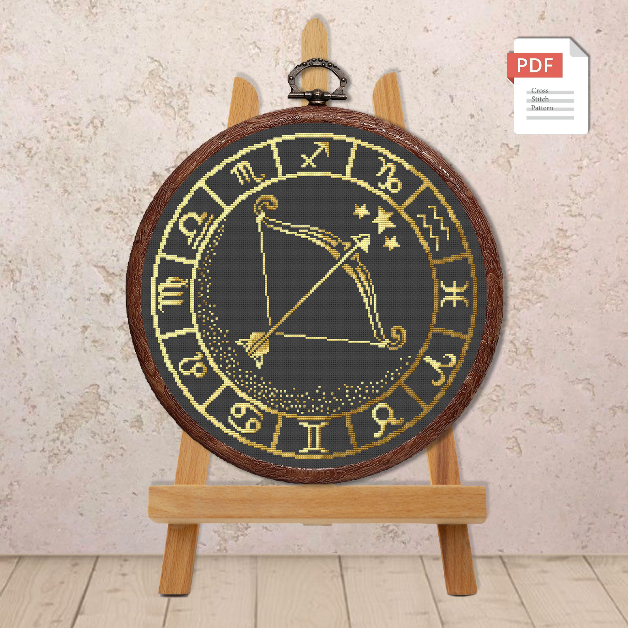 Set of 12 Zodiac Cross Stitch Pattern #zdc013 - Image 10