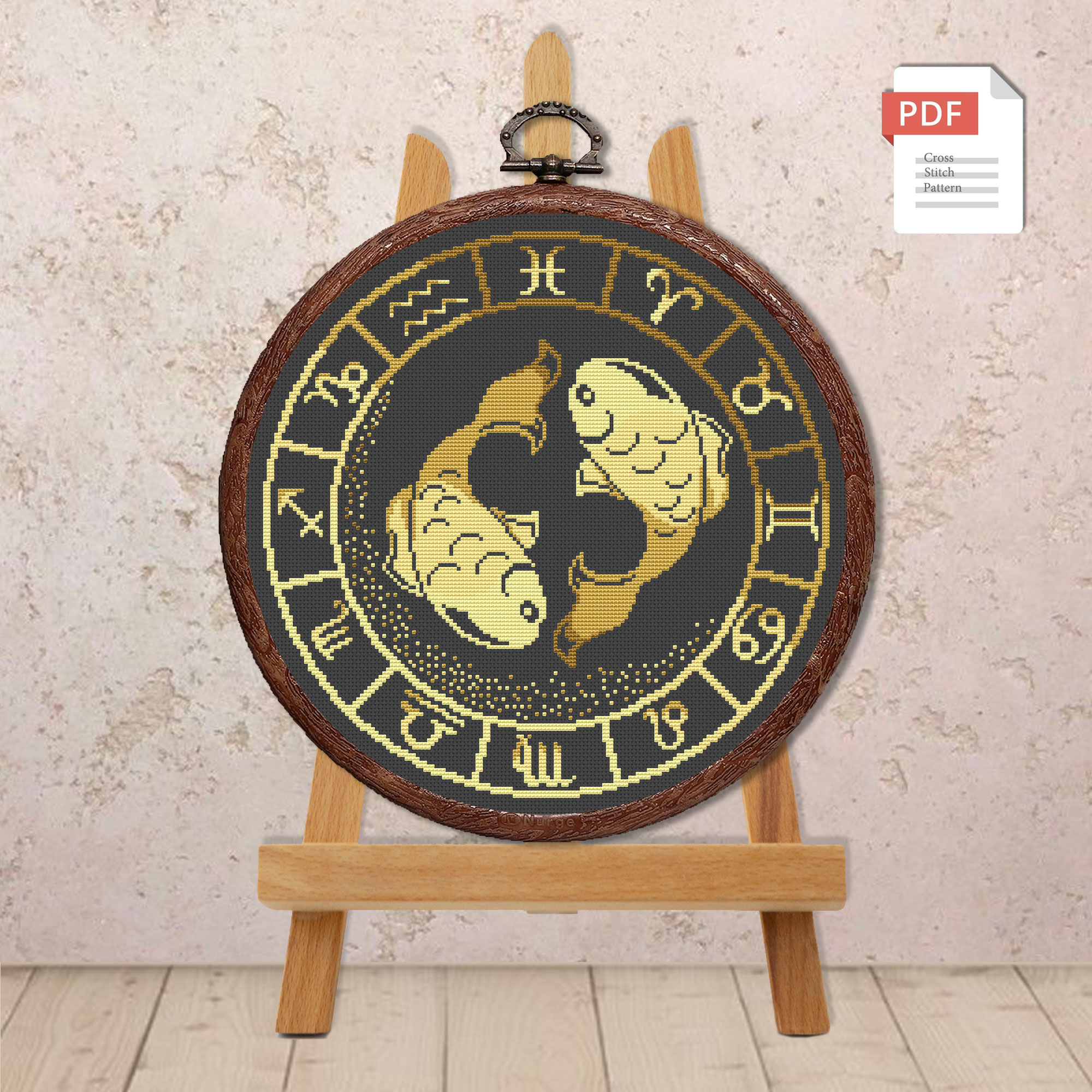 Set of 12 Zodiac Cross Stitch Pattern #zdc013 - Image 13