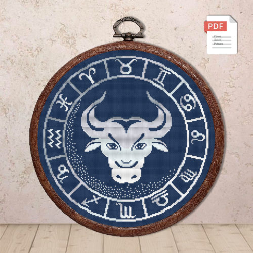 Taurus Silver Cross Stitch Pattern #zdc015