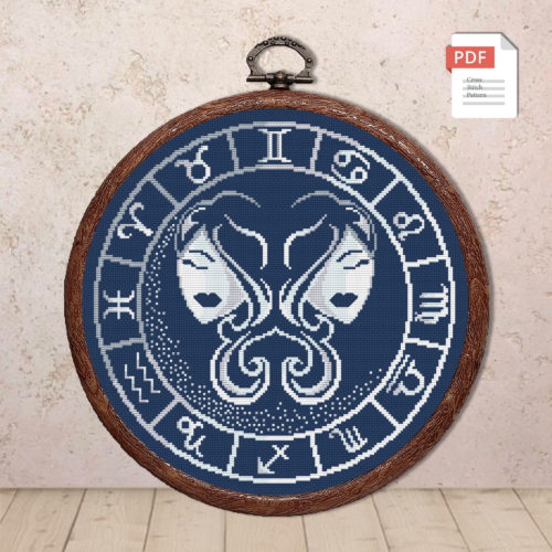 Gemini Silver Cross Stitch Pattern #zdc016