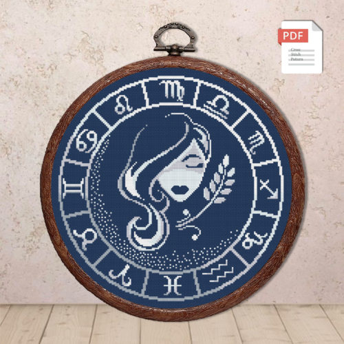 Virgo Silver Cross Stitch Pattern #zdc019
