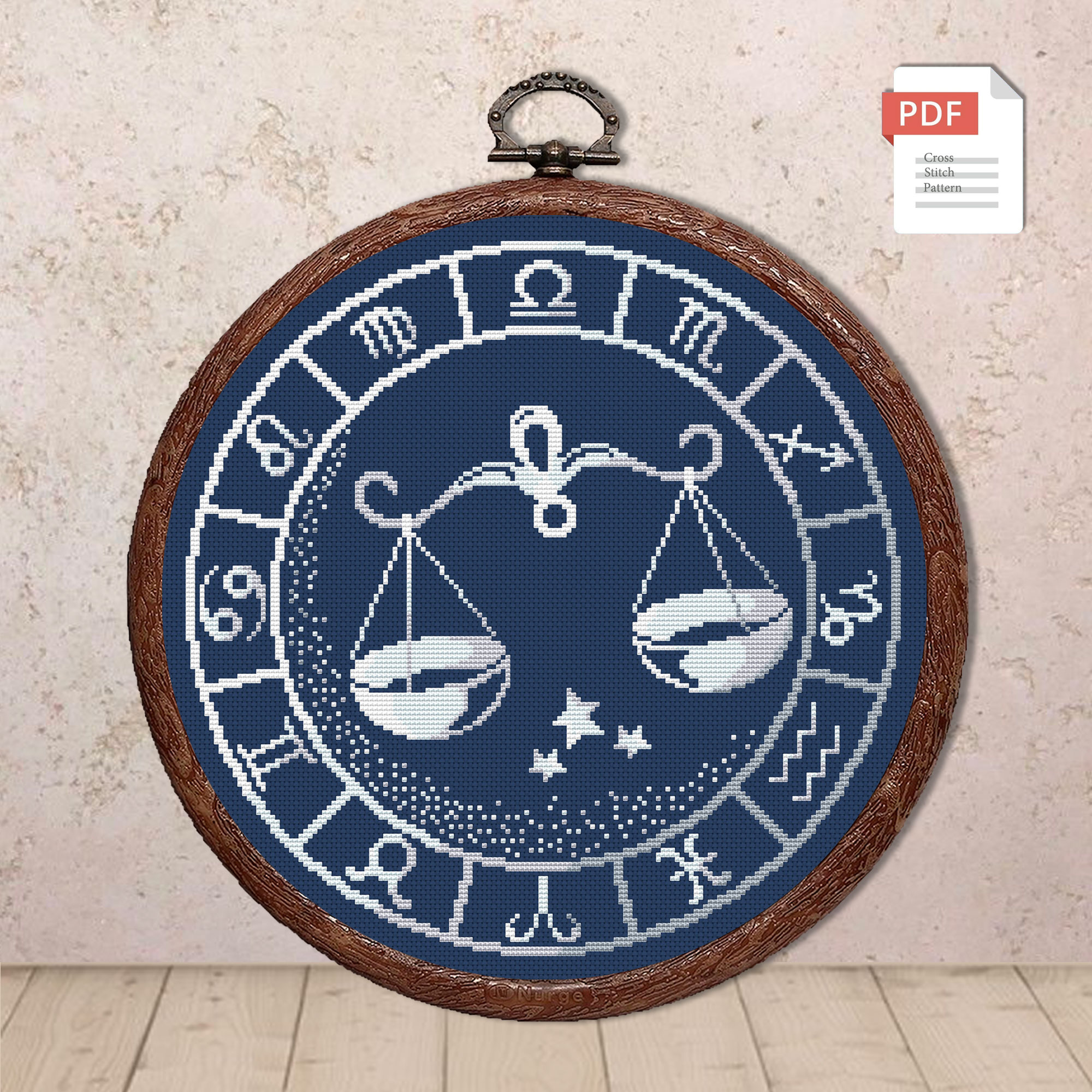 Libra Silver Cross Stitch Pattern #zdc020