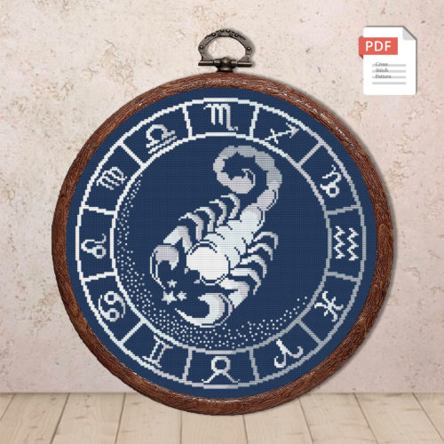 Scorpio Silver Cross Stitch Pattern #zdc021