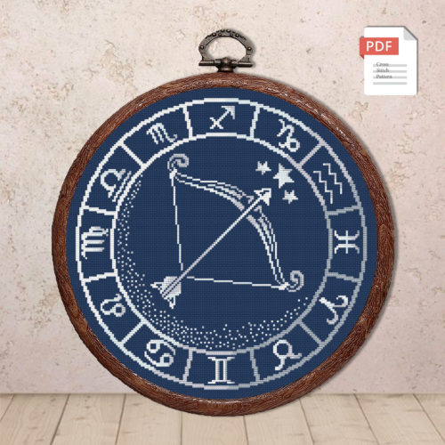 Sagittarius Silver Cross Stitch Pattern #zdc022