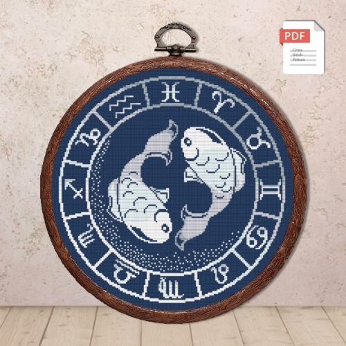 Pisces Silver Cross Stitch Pattern #zdc025