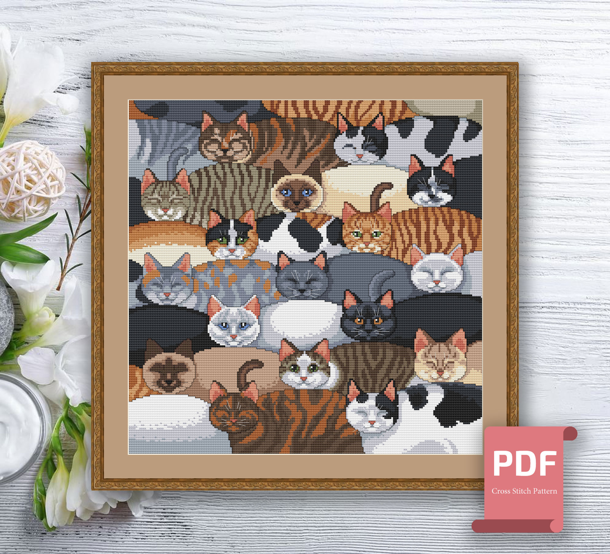 Pillow Cats Cross Stitch Pattern #pll020 - Image 2