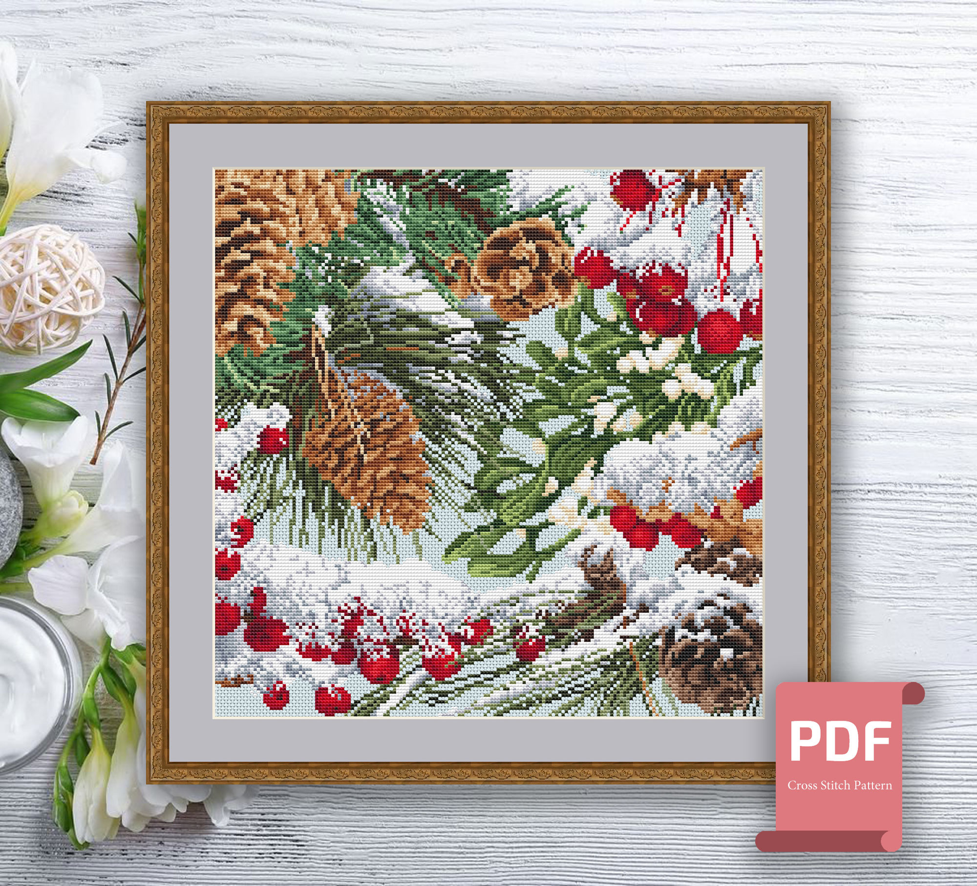 Pillow Winter Woodland Cross Stitch Pattern #pll030 - Image 3