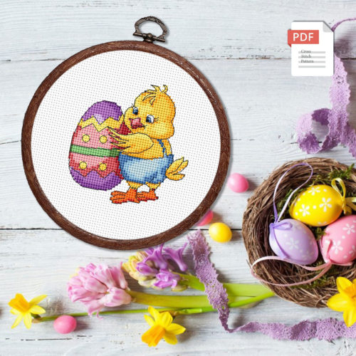 Little Chick With Egg Cross Stitch Pattern #eas.007