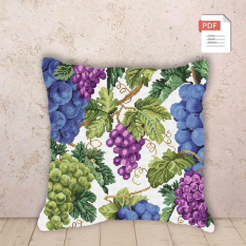 Pillow Grapes Cross Stitch Pattern #pll006