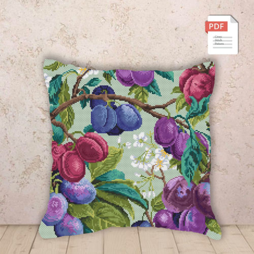 Pillow Plums Cross Stitch Pattern #pll007
