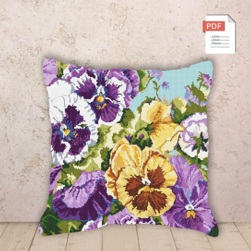 Pillow Pansy Cross Stitch Pattern #pll016