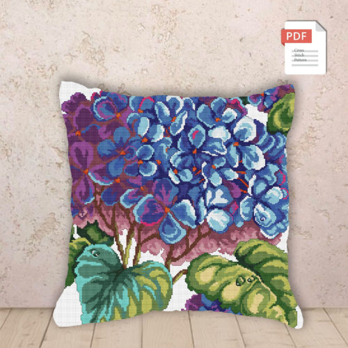 Pillow Hydrangea Cross Stitch Pattern #pll017