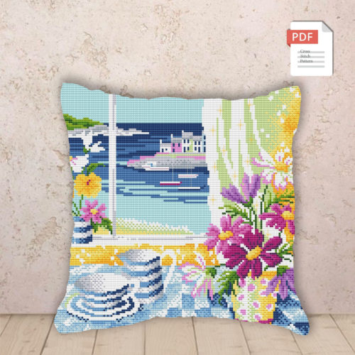 Pillow Seascape Cross Stitch Pattern #pll018