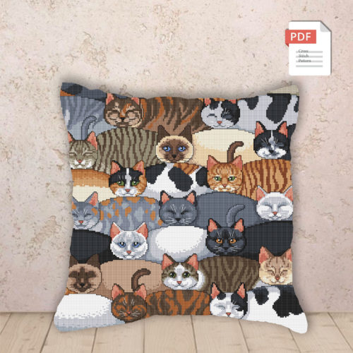 Pillow Cats Cross Stitch Pattern #pll020