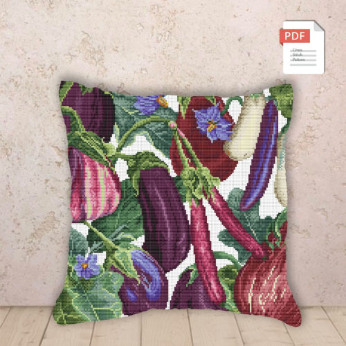Pillow Eggplants Cross Stitch Pattern #pll022