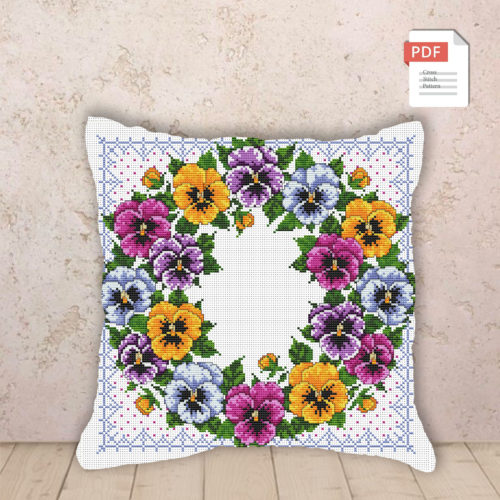 Pillow Pansy Cross Stitch Pattern #pll025