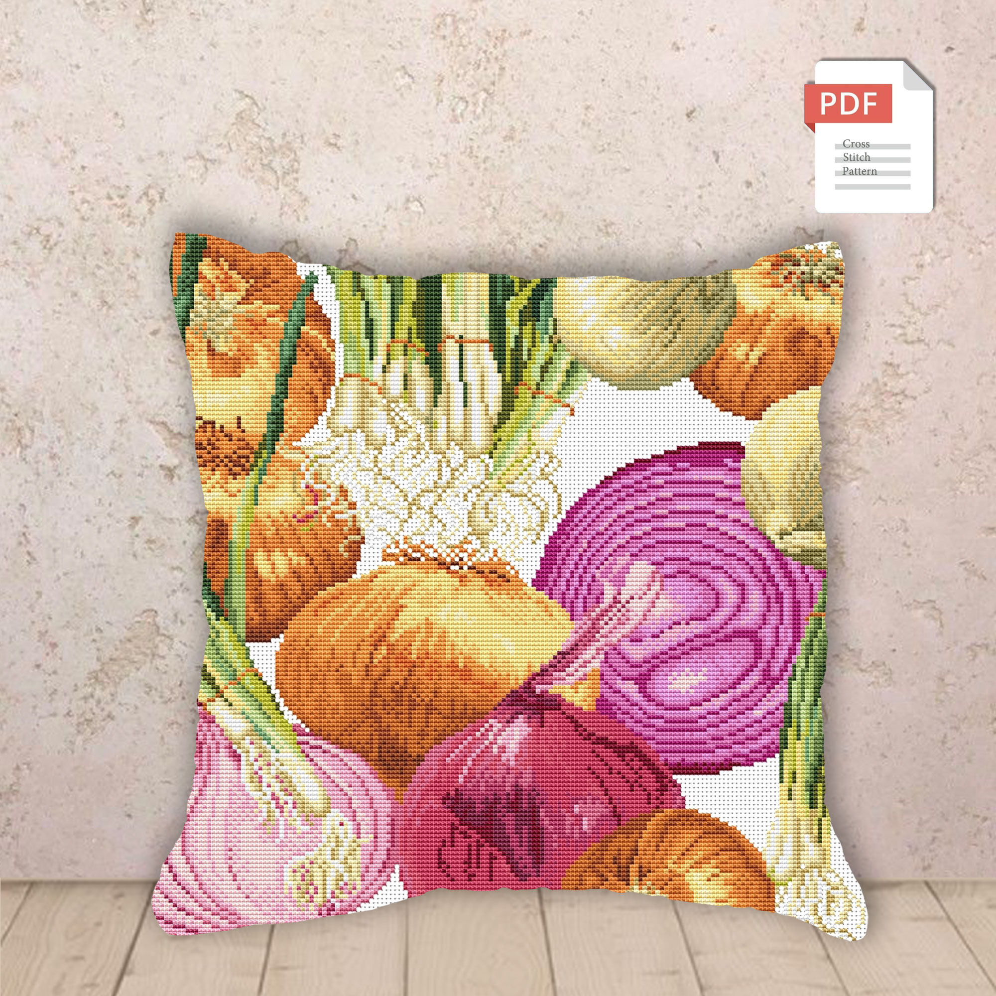 Pillow Onions Cross Stitch Pattern #pll026