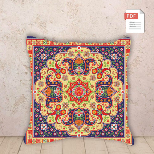 Indian Ornament Pillow Cross Stitch Pattern #pll039